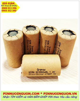 CELL NiMh 1.2v SC3900mAh, Pin sạc 1.2v SC3900mAh, Pin sạc công nghiệp VỎ GIẤY NiMh SC3900mAh 1.2v, Cell pin Grepow SC3900mAh 1.2v